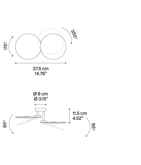 PUZZLE-ROUND Wall/Ceiling Double Ø 8 x 37,5 cm