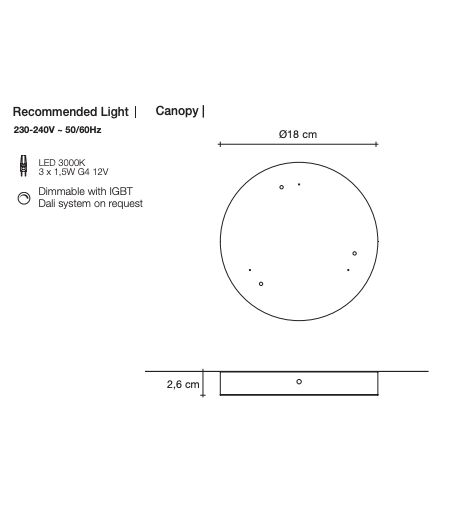 PUG Suspension 0U03S G4 LED dimmable 3 x 1,5W DALI system 3 pendants