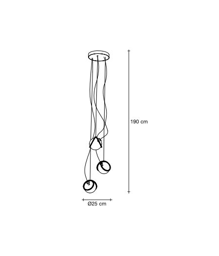 PUG Suspension 0U03S G4 LED dimmable 3 x 1,5W DALI system 3 pendants