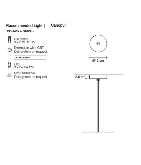 ARGENT allogen/LED PENDANT CANOPY no 0N90S