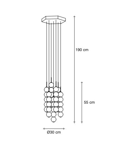 ABACUS 7 pendants LED SUSPENSION WITH CANOPY 7 pendants 0V07S