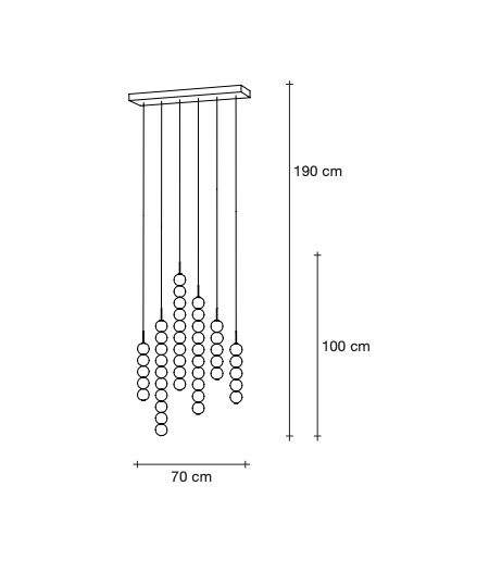 ABACUS 6 pendants LED SUSPENSION WITH CANOPY 6 pendants 0V06S