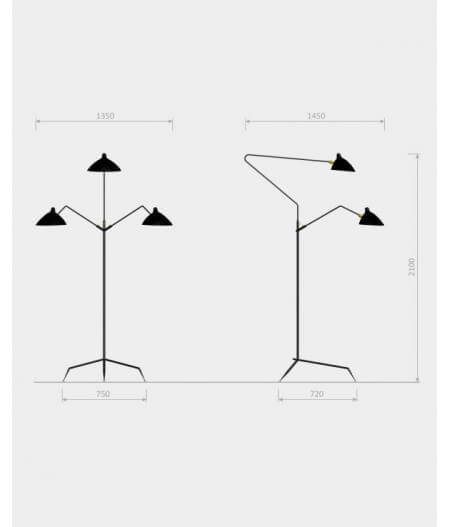 Lampadaire 3 bras pivotants INDOOR