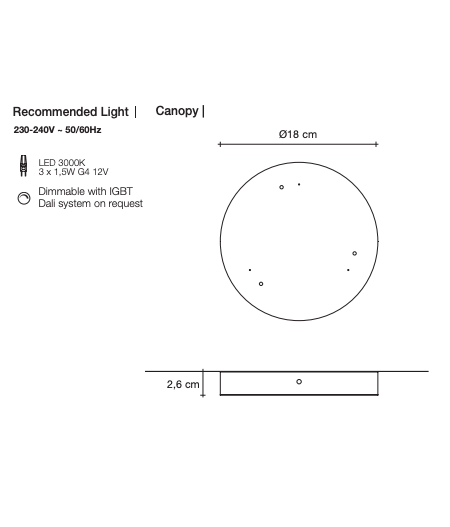 PUG Suspension 0U03S G4 LED dimmable 3 x 1,5W IGBT 3 pendants